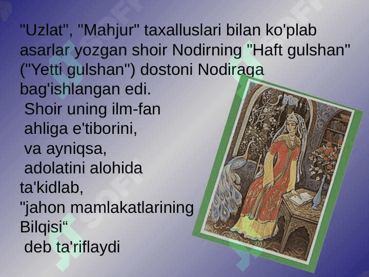 NODIRA  HAYOTI VA  IJODI 8