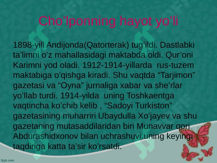 CHO’LPON HAYOTI VA IJODI. 5