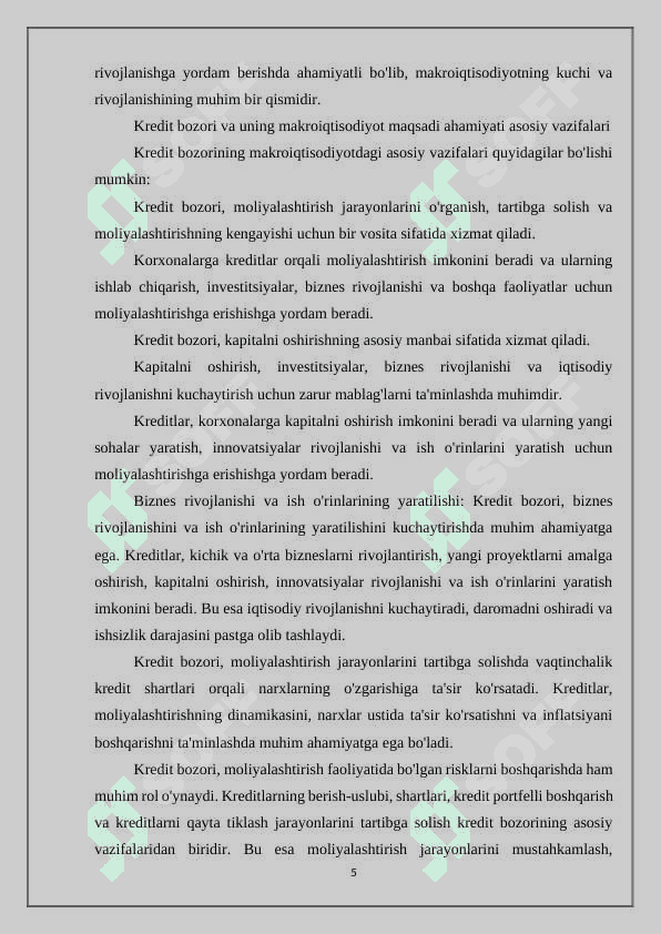 Kredit bozori va uning makroiqtisodiyot maqsadi 5