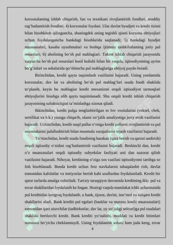 Kredit bozori va uning makroiqtisodiyot maqsadi 8