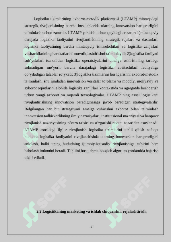 Logistika sohasida marketing tadqiqotlari 7