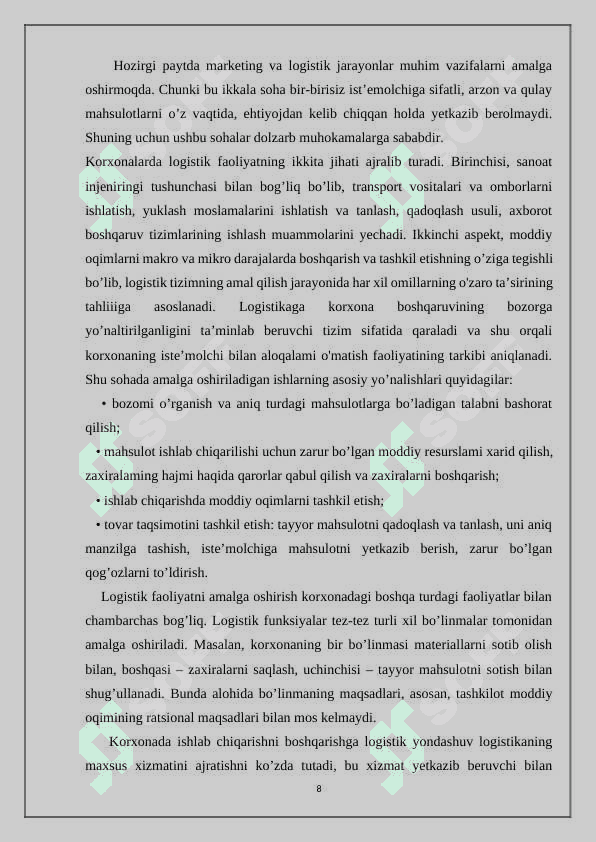 Logistika sohasida marketing tadqiqotlari 8