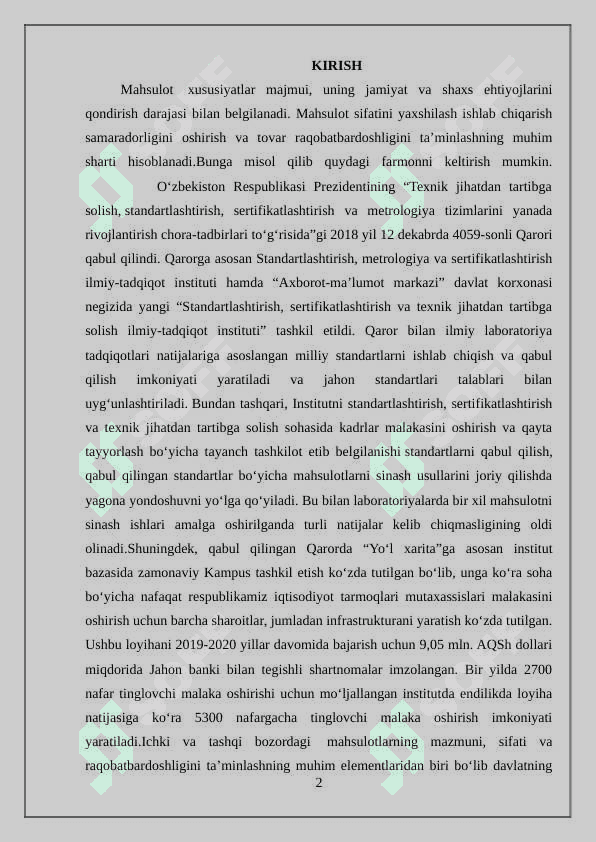 Mahsulot sifatini putur yetkazmasdan nazorat qilish 2
