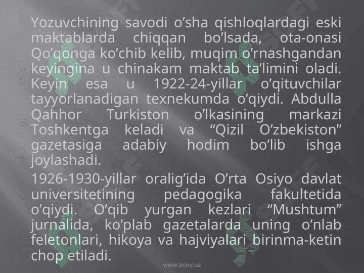 Abdulla Qahhor hayoti va ijodi 3