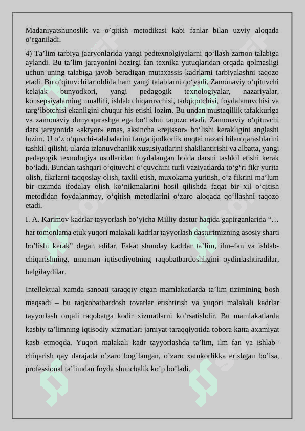 Mutaxassislik va ixtisoslik fanlari hamda ularning ketma ketligi 3