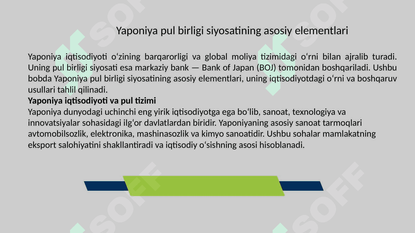 Yaponiya pul birligining siyosati 4