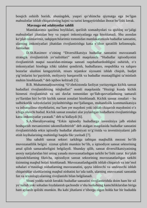 O‘zbekiston mintaqalarida sanoat tarmog‘ini rivojlantirishning hududiy jihatlari 2