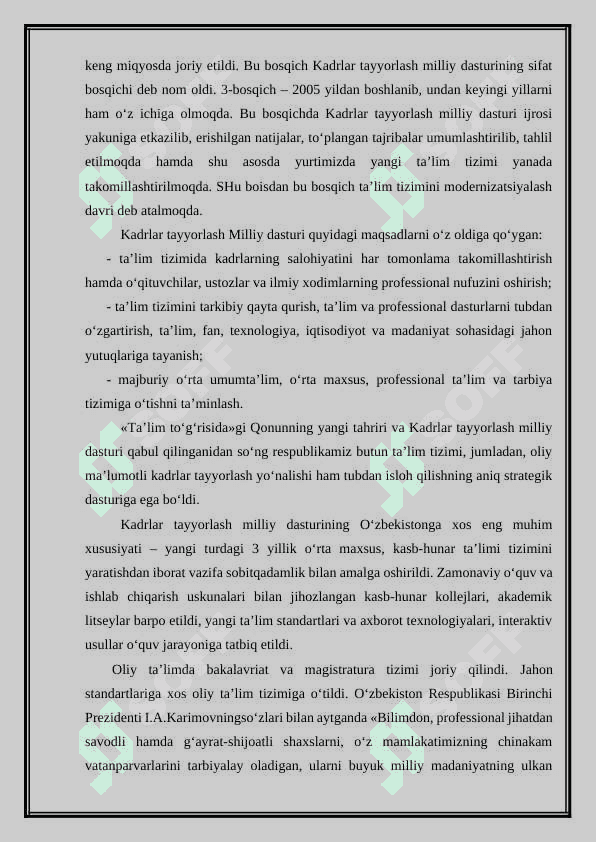 O‘zbekiston Respublikasida ta’lim sohasida amalga oshirish 3