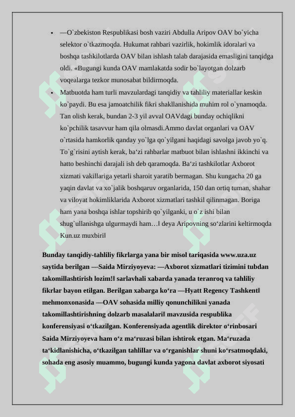 O‘zbekistonda axborot kommunikatsiya sohasini rivojlantirishdagi asosiy yo‘nalishlari, amaldagi qonunlar, O‘zbekiston Respublikasi Prezidenti farmonlari va Vazirlar Maxkamasining qarorlari 3