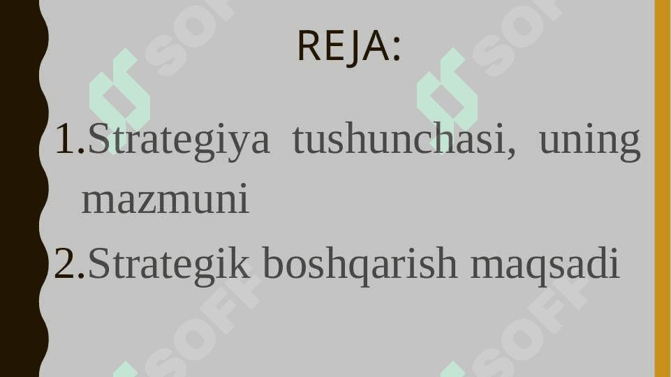 Strategik boshqaruv fanining predmeti va boshqaruv jarayoni 2