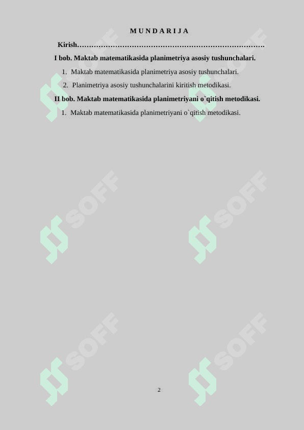 Maktab matematikasida planimetriya asosiy tushunchalarini kiritish metodikasi 2