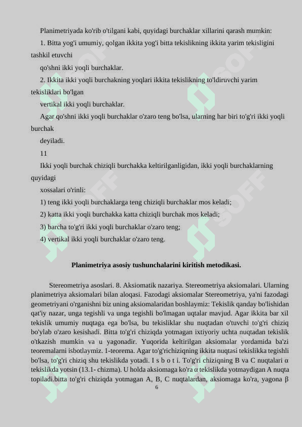 Maktab matematikasida planimetriya asosiy tushunchalarini kiritish metodikasi 6