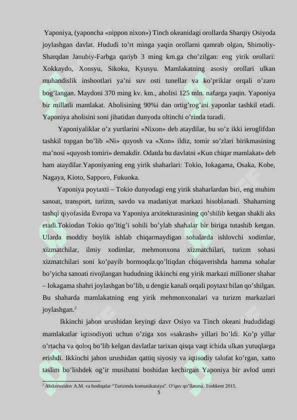 Yaponiya mehmonxonalarini o’ziga xos joylashuvi va turistik salohiyati 5
