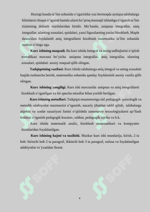 Integral va uning tadbiqlarini o’qitish metodikasi 4