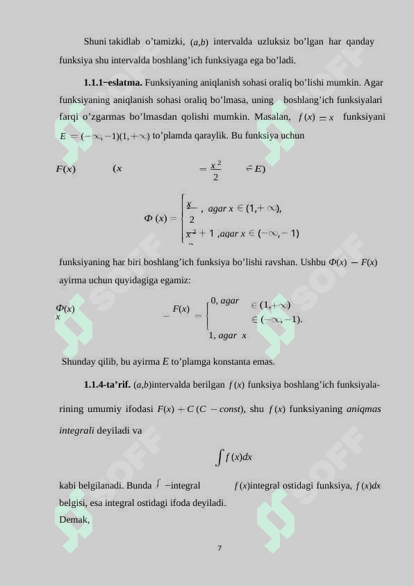Integral va uning tadbiqlarini o’qitish metodikasi 7