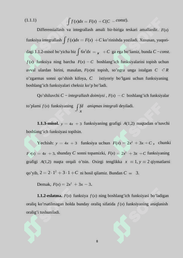 Integral va uning tadbiqlarini o’qitish metodikasi 8