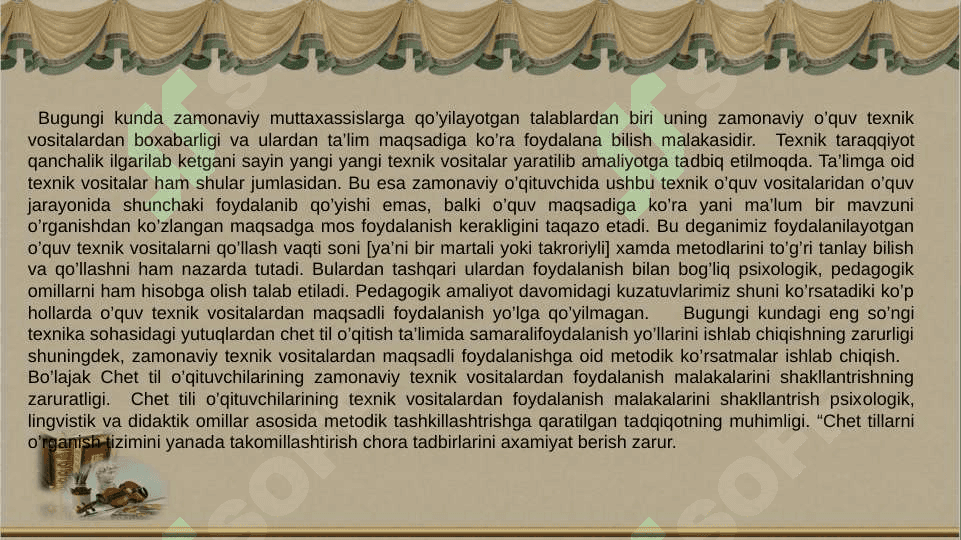 Chet tili bo’yicha zamonaviy o’quv jarayonini tashkil etish 2