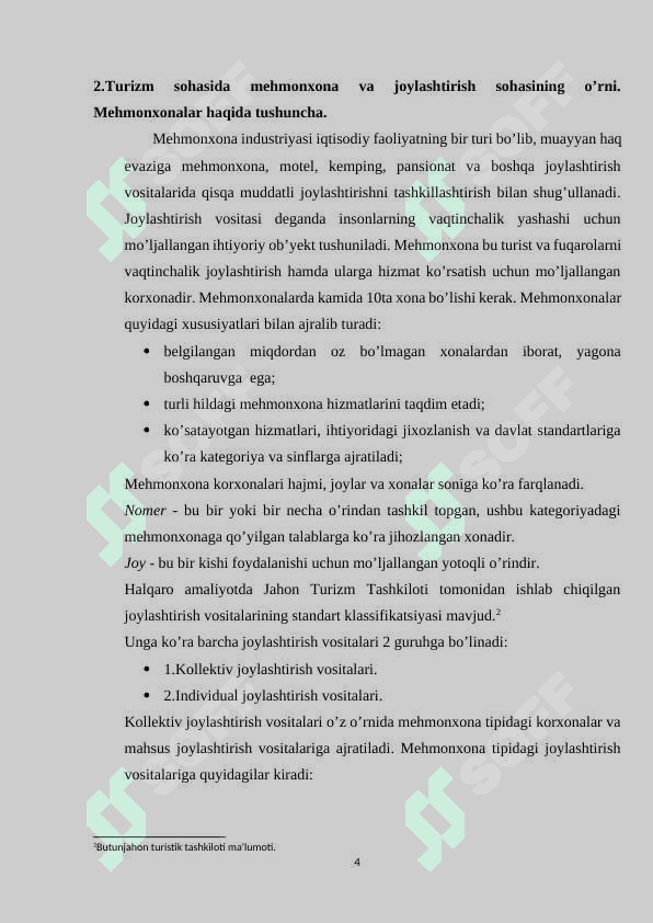Меhmonxonalarda xizmatlar samaradorligini aniqlash xususiyatlari 4