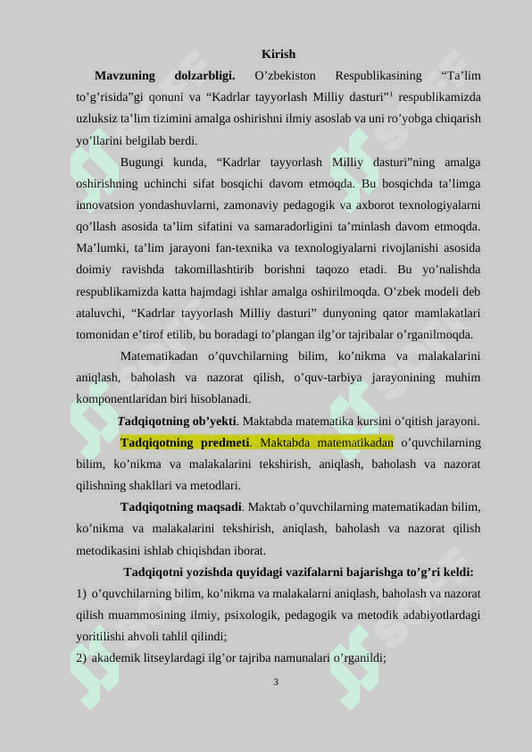 Matematika fanlaridan o’quvchilar bilab malaka va ko’nikmalarini nazorat qilish shakllari 3