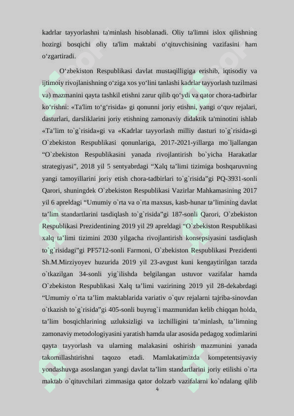 Hosilaning funksiyani tekshirishga tatbiqi mavzularini oʻqitish metodikasi 4