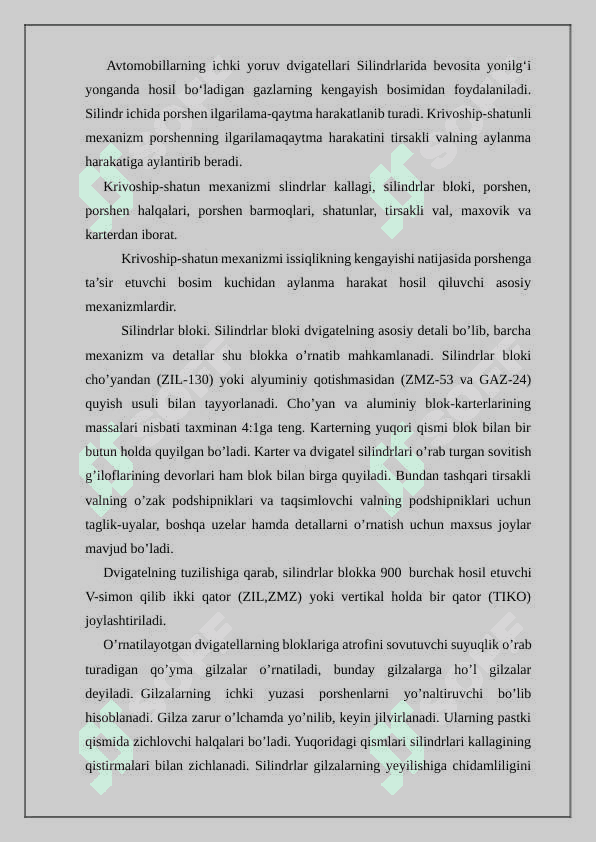 Silindrlar blok hamda nasos o‘qlar detallami tiklash 8