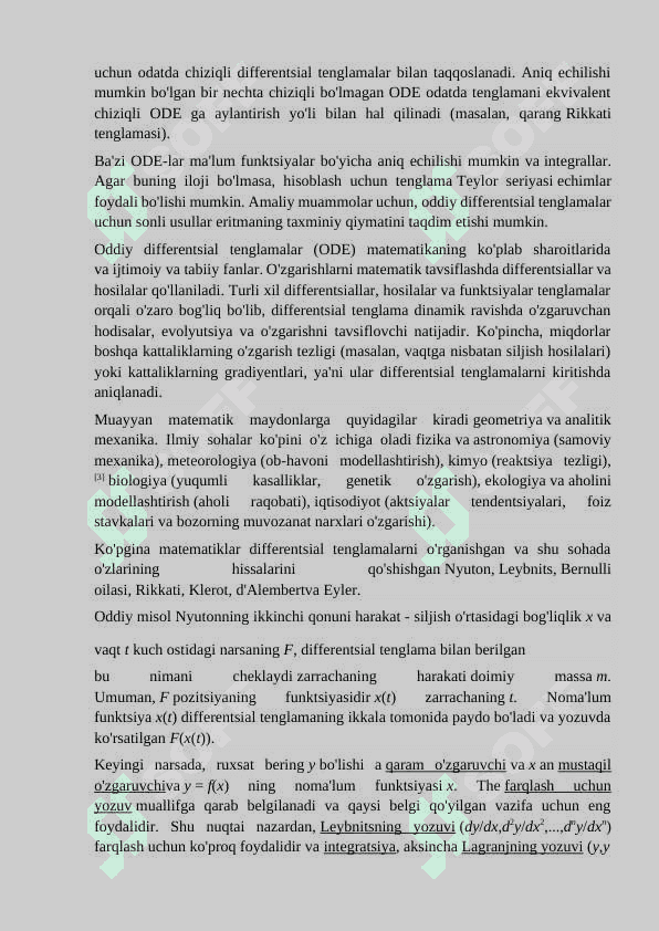 Differensial teglamalarni  mavzusini o’qitish metodikasi 6