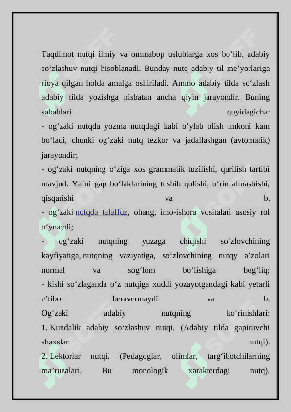 Sohaga oid taqdimot nutqi 2