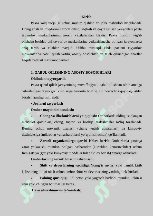 Tayyorlov maskanlarida paxtani qabul qilish tartibi 2