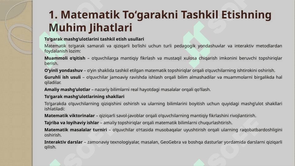 Matematik to’garakni o’tkazish metodikasi 4