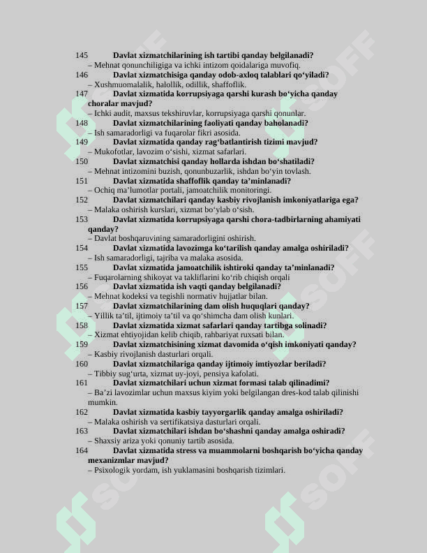 Davlat xizmatchisi Argos savol va javoblari bilan birga 600. Ta 2025 8