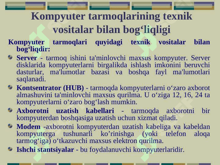 Kompyutеr tarmoqlari haqida umumiy tushunchalar 8