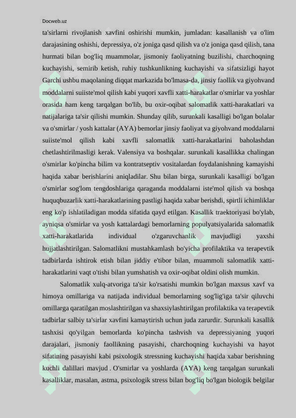 BOLALAR KASALLIKLARIDA BEMORLAR PSIXOLOGIYASI MASALALARI 6