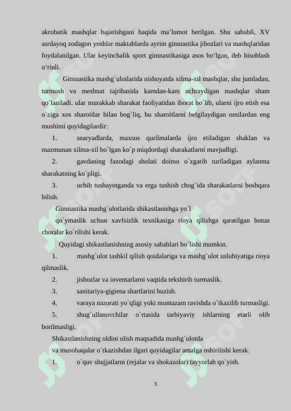 GIMNASTIKA MASHG'ULOTLARIDA SHIKASTLANISHNING OLDINI OLISHDAN OGOHLANTIRISH 5