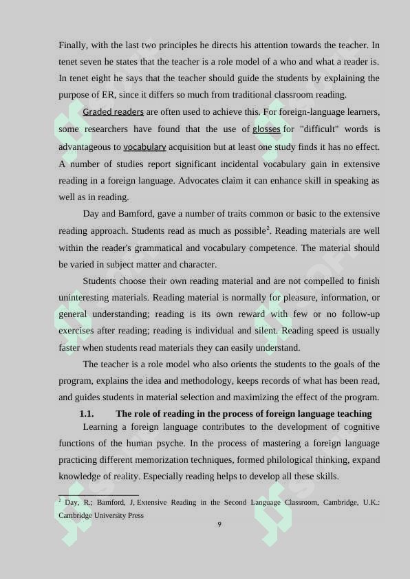 The role of extensive reading in teaching English as a foreign language 7