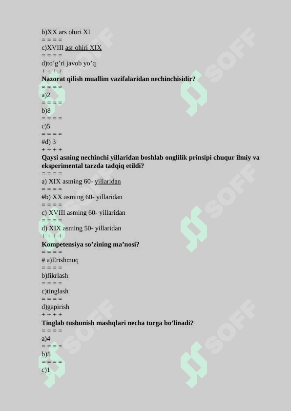 NUTQIY KOMPITENSIYANI BAHOLASH fanidan test 3