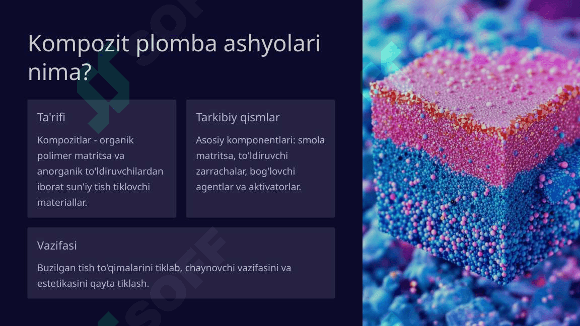 Kompozit plomba ashyolari. Tasnifi. Kimyoviy va nur yordamida qotuvchi kompozitlar 3