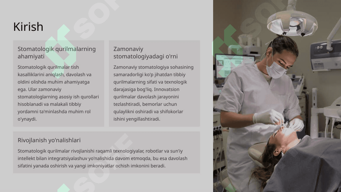 Stomatologik qurilmalar. Tasnifi. Xususiyatlari. 2