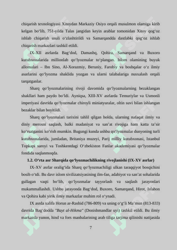 Sharq qo‘lyozmalari va ularning sivilizatsiya tarixidagi oʻrni 6