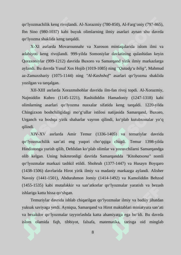 Sharq qo‘lyozmalari va ularning sivilizatsiya tarixidagi oʻrni 7