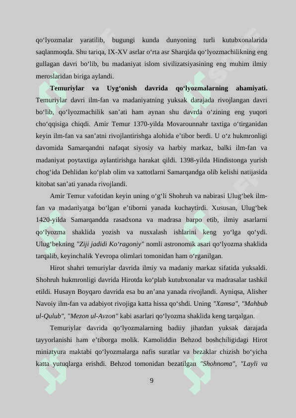 Sharq qo‘lyozmalari va ularning sivilizatsiya tarixidagi oʻrni 8