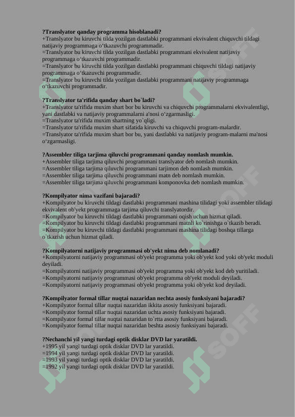 Kompyuter ta’minoti fanidan testlar 8