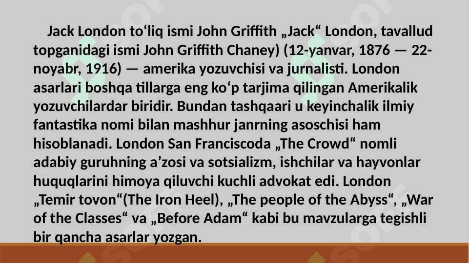 Jack Londonning  " Martin Iden" asari tahlili 4