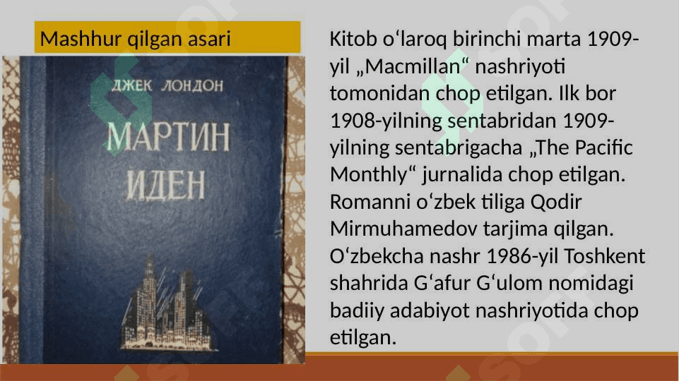 Jack Londonning  " Martin Iden" asari tahlili 5