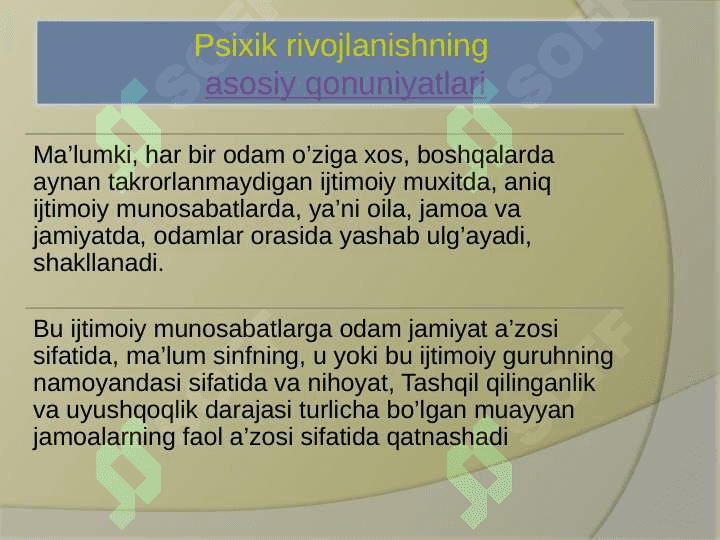 Psixik rivojlanishning asosiy qonuniyatlari 3
