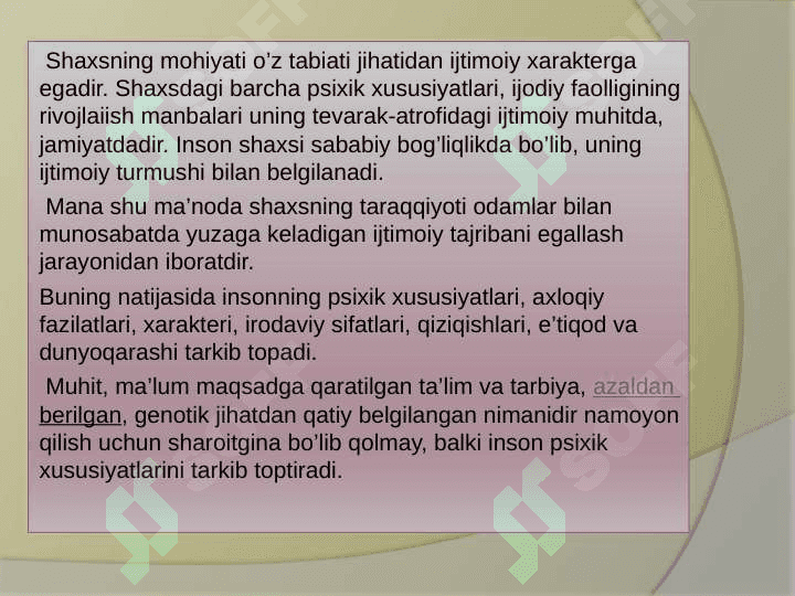Psixik rivojlanishning asosiy qonuniyatlari 4