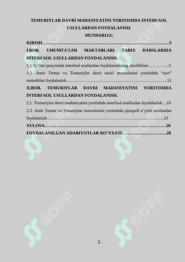 Temuriylar davri madaniyatini yoritishda interfaol usullardan foydalanish 2