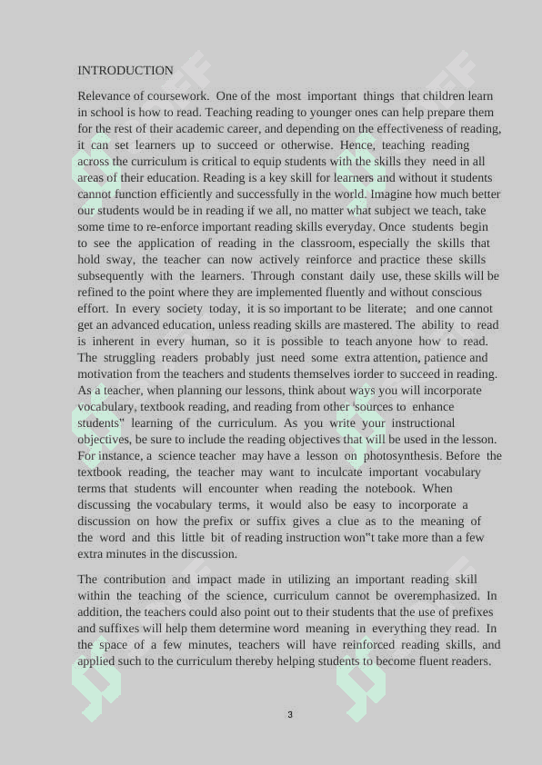 Thesis statement course work 3