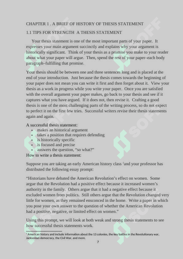Thesis statement course work 7