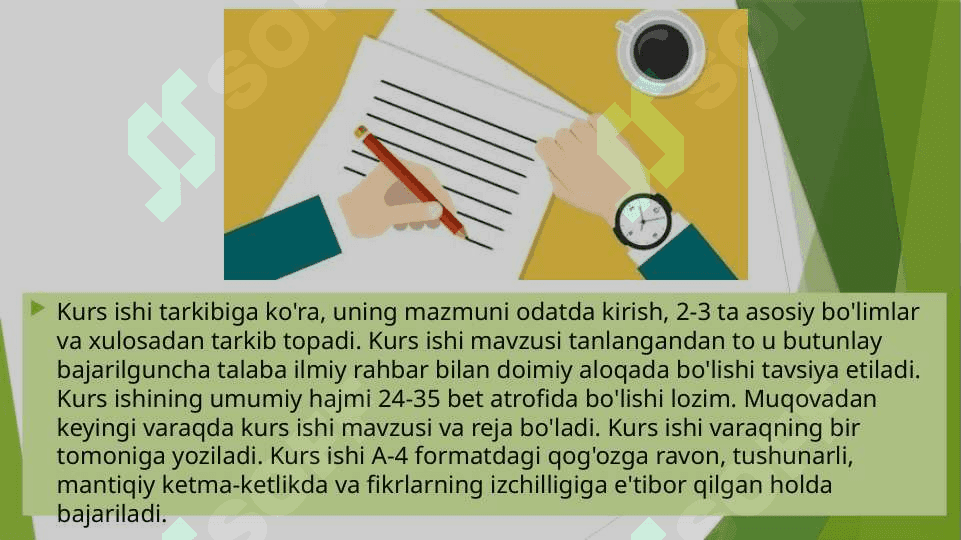 Kurs ishi, bitiruv malakaviy ishi va uning yozilishi tartibi 2 4