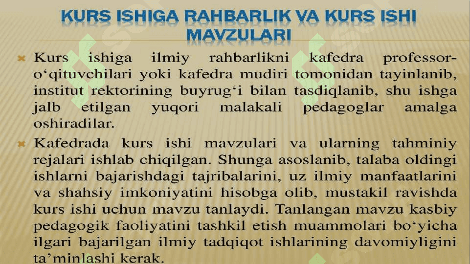 Kurs ishi, bitiruv malakaviy ishi va uning yozilishi tartibi 2 8